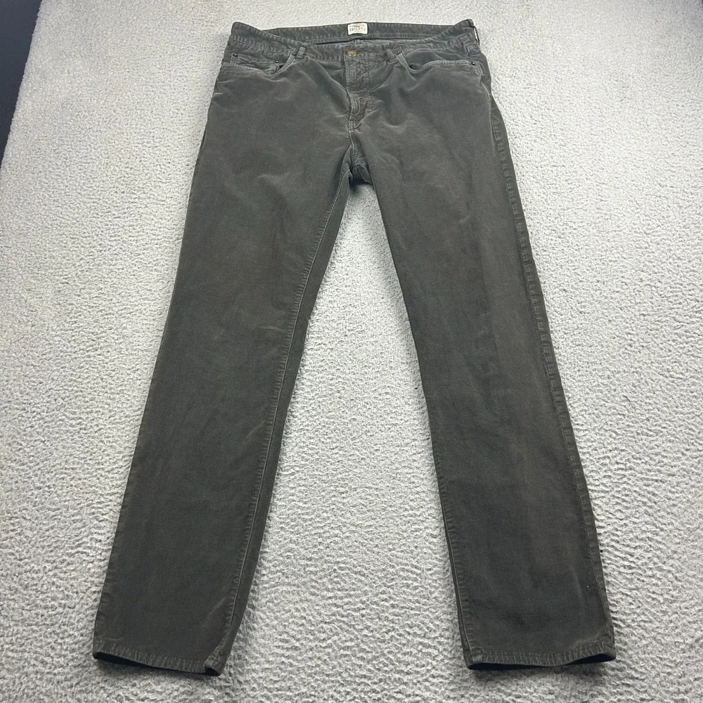 Faherty Pants Mens 34 Green Stretch Corduroy 5 Pocket Slim Tailored